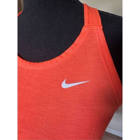Nike Dri Fit Womens T-back Tank Top Bright Orange White Nike Logo Sz Small - Picture 2 of 7